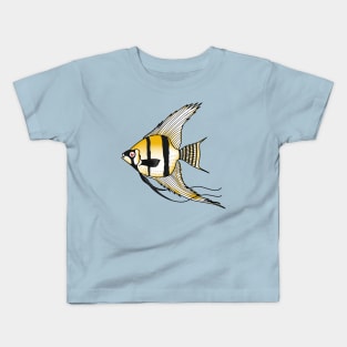 Striped angelfish cartoon illustration Kids T-Shirt